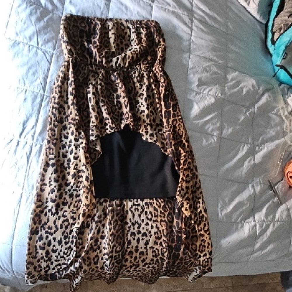 Leopard Print Women's High Low Dress